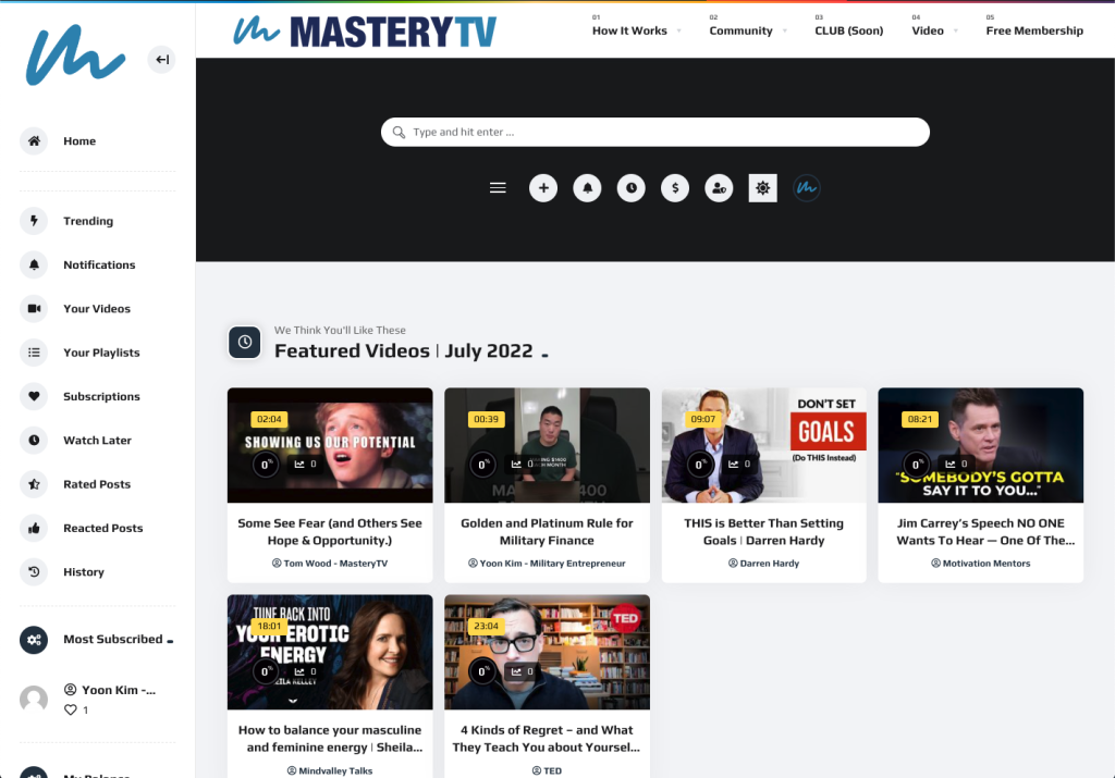 MasteryTV Home Page for Launch