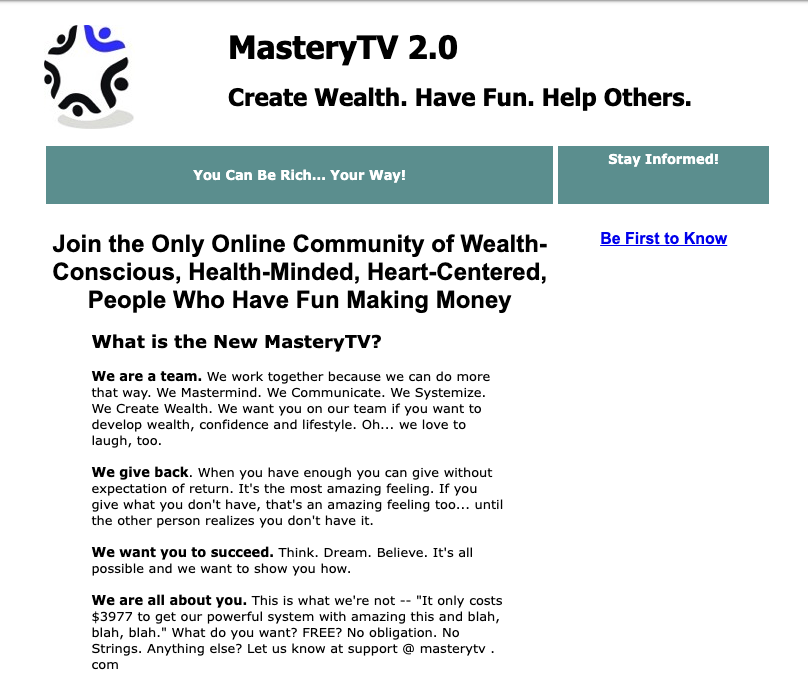 2010 MasteryTV Home Page